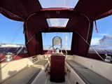 Island Packet 32- cockpit with camper cover looking aft
